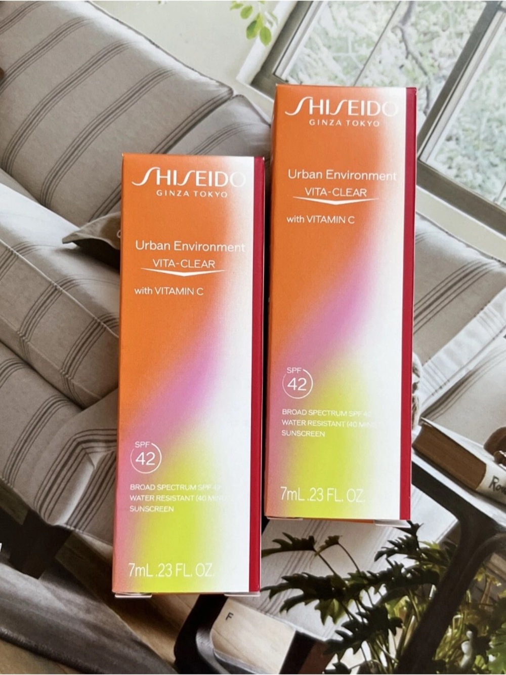 2xShiseido Urban Environment Vita-Clear SPF42 Sunscreen 0.23oz/7ml